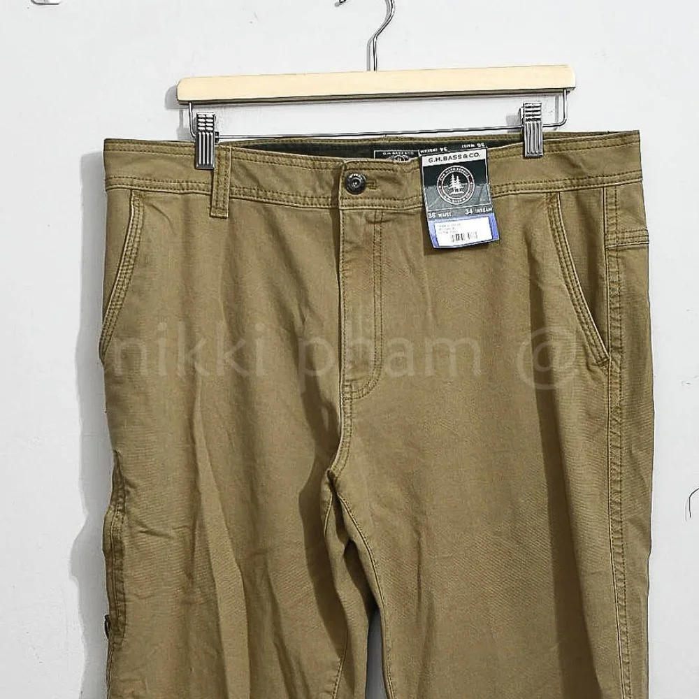 NWT GH Bass Men's 5 Pocket Canvas Terrain Stretch Utility Pants  IN brown